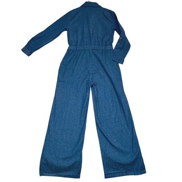 Jumpsuit Women Denim Utility Button Front Comfort Cinch Waist Sz 12 Wide Leg NWT - Picture 8 of 16